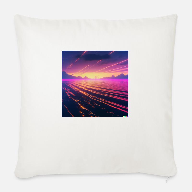 Synthwave milde Wellen im Meer - Sofakissen mit Füllung 45 x 45 cm - Naturweiß 