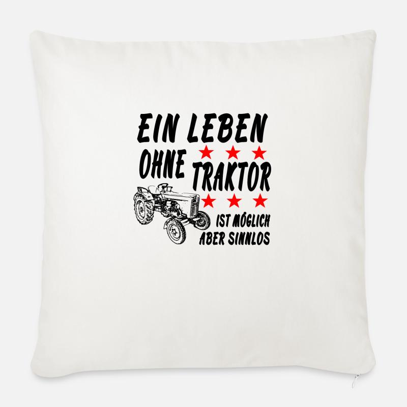 Traktor - Sofakissen mit Füllung 45 x 45 cm - Naturweiß 