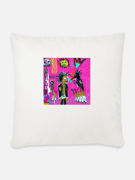 punk with crow - Sofakissen mit Füllung 45 x 45 cm - Naturweiß
