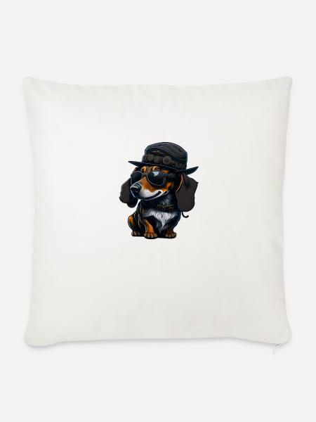Steampunk Dachshund 01 - Sofakissen mit Füllung 45 x 45 cm - Naturweiß