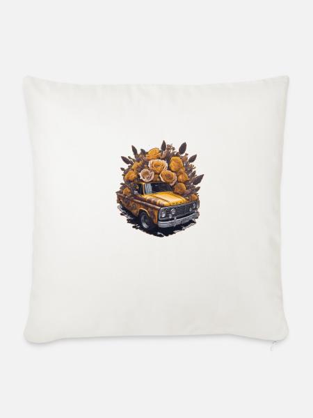 Yellow Roses Vintage Pickup V8 - Sofakissen mit Füllung 45 x 45 cm - Naturweiß