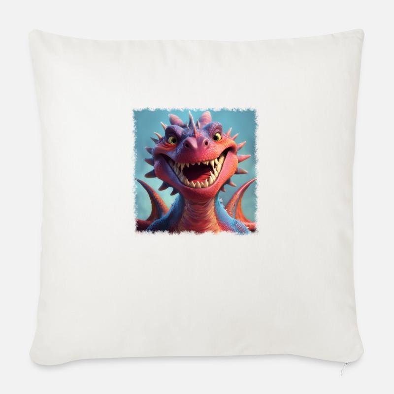 cooler Drache - Sofakissen mit Füllung 45 x 45 cm - Naturweiß 