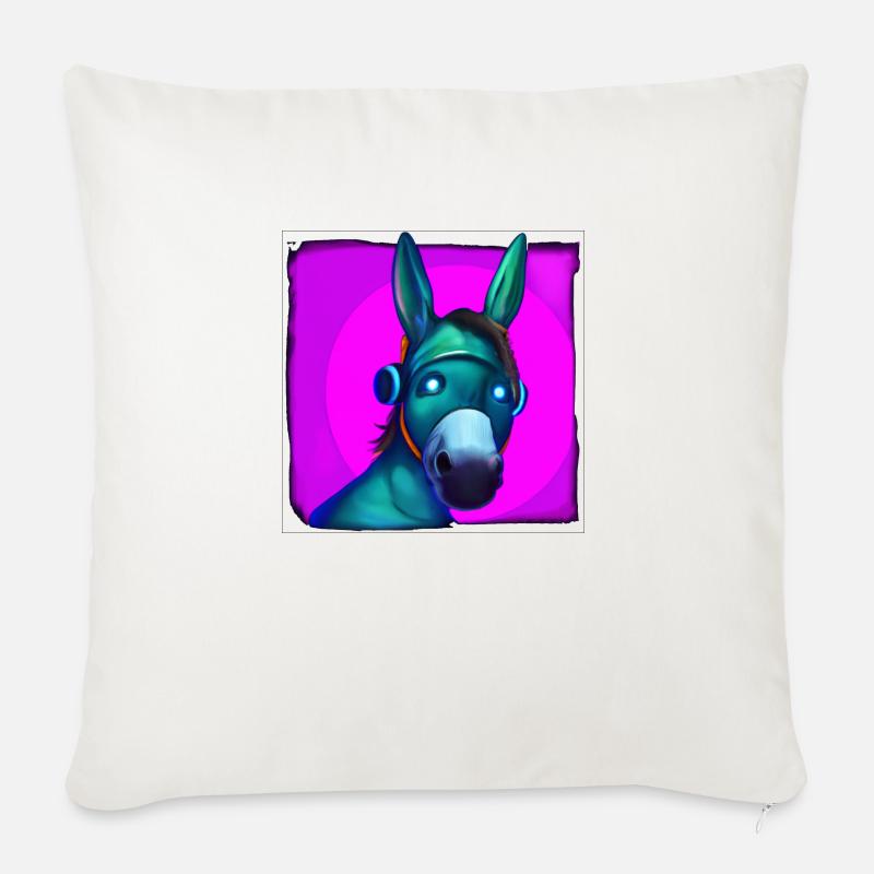 Synthwave Donkey - Sofa pillow with filling 45cm x 45cm - natural white