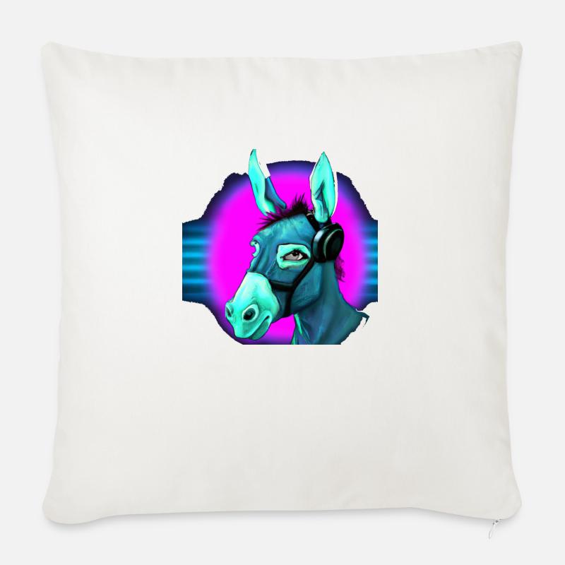 Synthwave Donkey - Sofa pillow with filling 45cm x 45cm - natural white