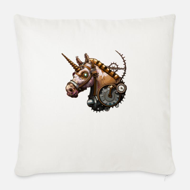 Steampunk Einhorn - Sofakissen mit Füllung 45 x 45 cm - Naturweiß 
