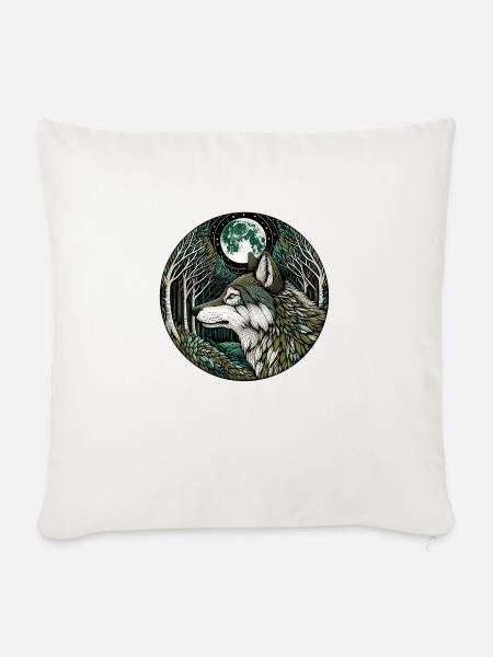 Wolf der nächtlichen Stille - Sofakissen mit Füllung 45 x 45 cm - Naturweiß