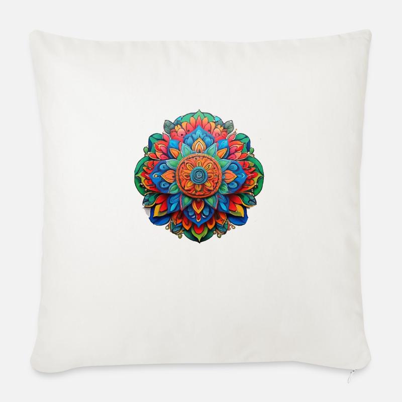 Mandala - Sofakissen mit Füllung 45 x 45 cm - Naturweiß 