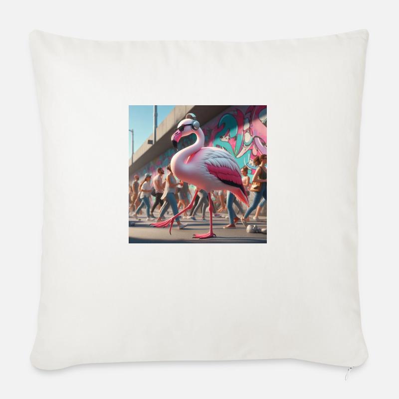 Flamingo Walk - Sofakissen mit Füllung 45 x 45 cm - Naturweiß 
