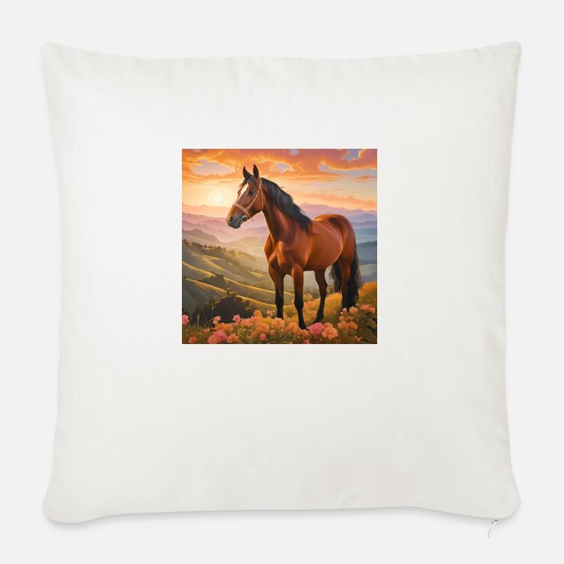 Pferdekunst - Sofakissen mit Füllung 45 x 45 cm - Naturweiß 