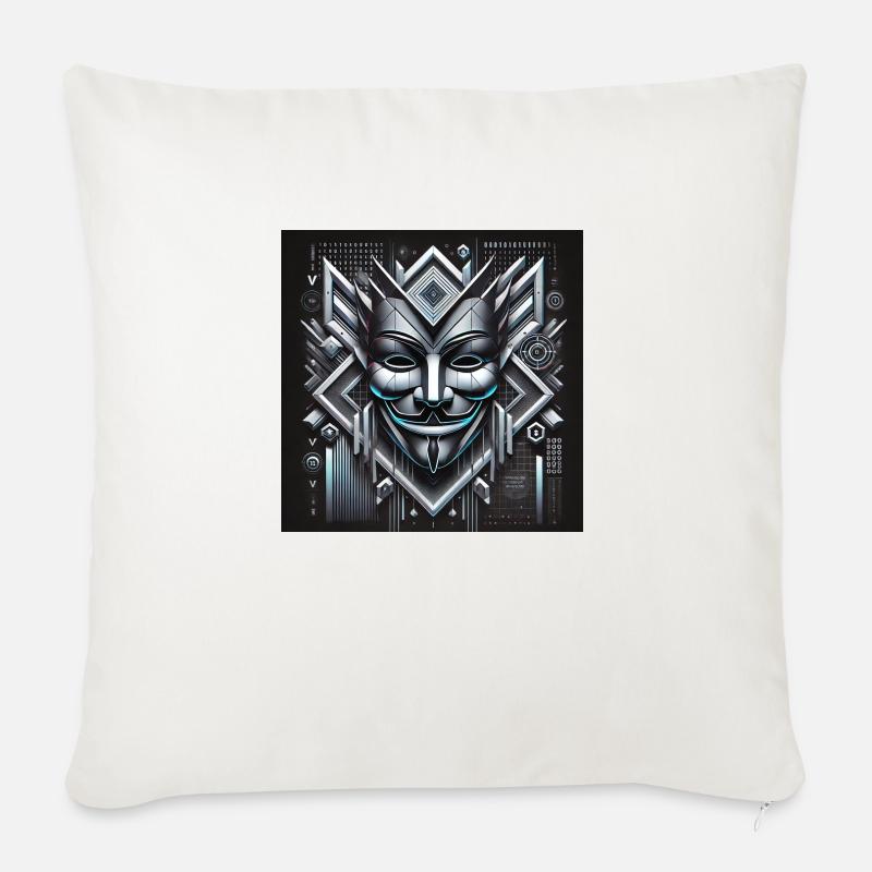 Anon Maske mit 3D Effekt - Sofakissen mit Füllung 45 x 45 cm - Naturweiß 