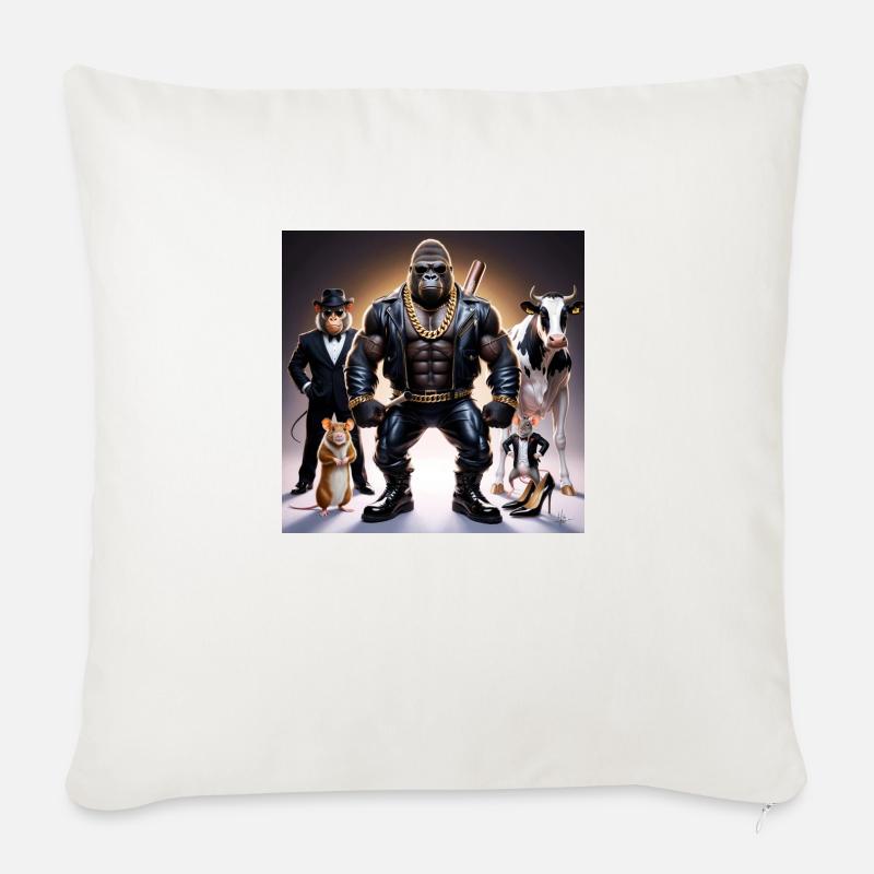 GorillaMan et son équipage - Coussin et housse de 45 x 45 cm - blanc nature