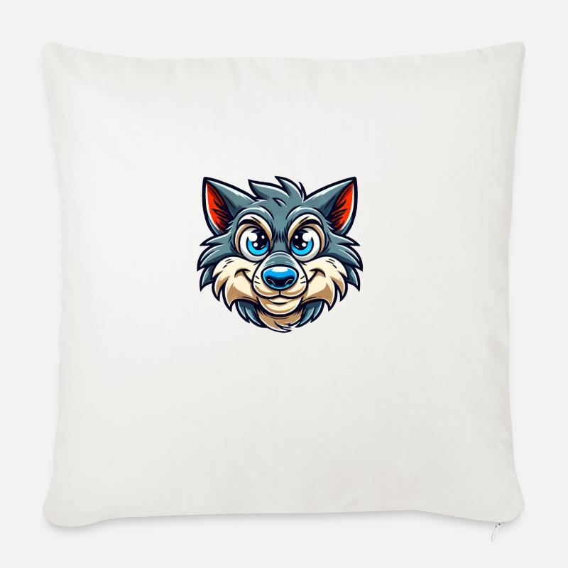 Wolf Comic - Sofakissen mit Füllung 45 x 45 cm - Naturweiß 