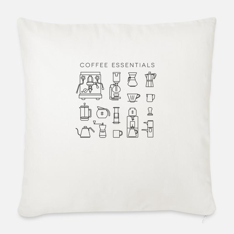 Hipster Coffee Essentials - Sofakissen mit Füllung 45 x 45 cm - Naturweiß 