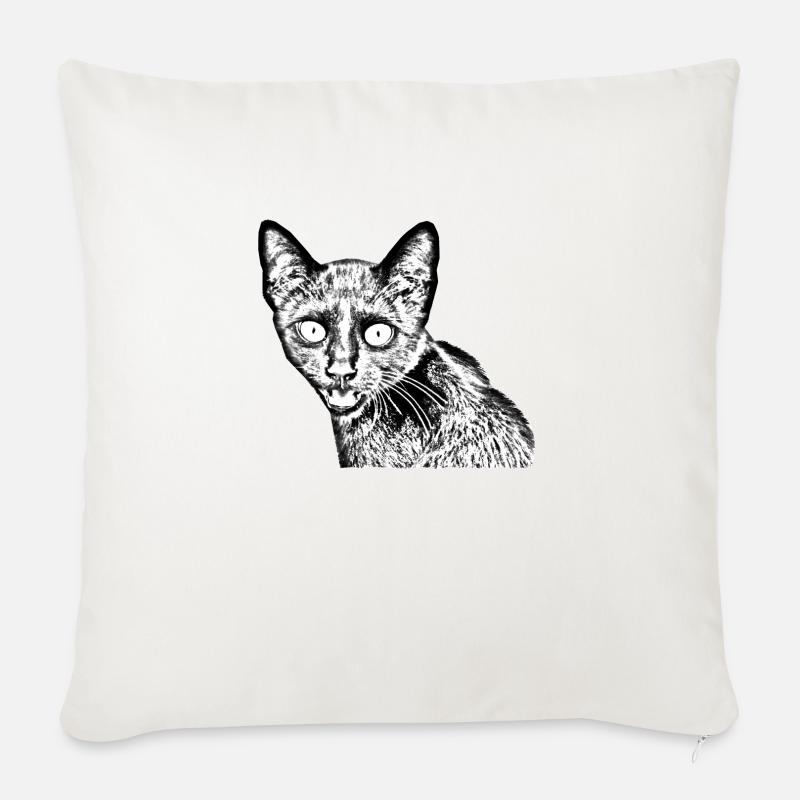 schwarze Katze - Sofakissen mit Füllung 45 x 45 cm - Naturweiß 