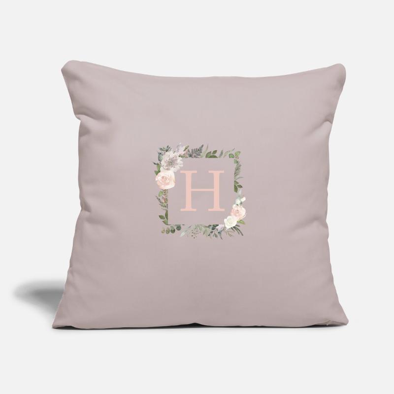 H Monogram Eucalyptus Boho Sofa pillow with filling 45cm x 45cm