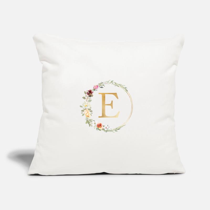 Customizable Monogram E Floral Sofa pillow with filling 45cm x 45cm