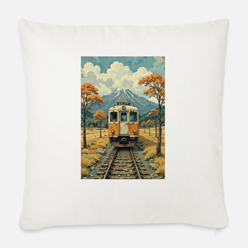 Retro Zug Bild - Sofakissen mit Füllung 45 x 45 cm - Naturweiß