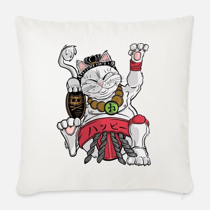Maneki-neko Sumo - Sofakissen mit Füllung 45 x 45 cm - Naturweiß 