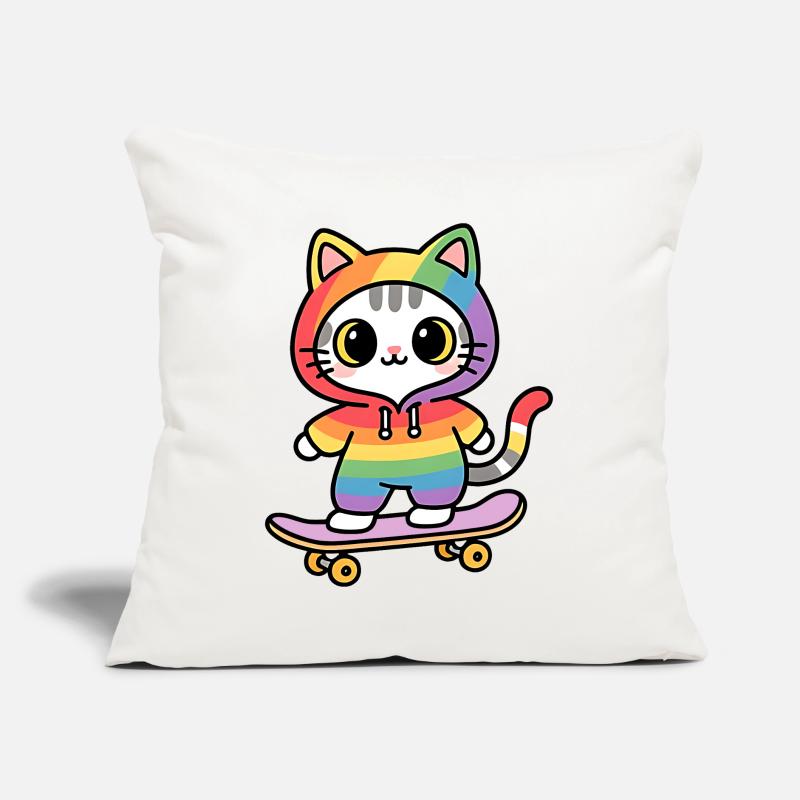 Rainbow cat on skateboard Sofa pillow with filling 45cm x 45cm