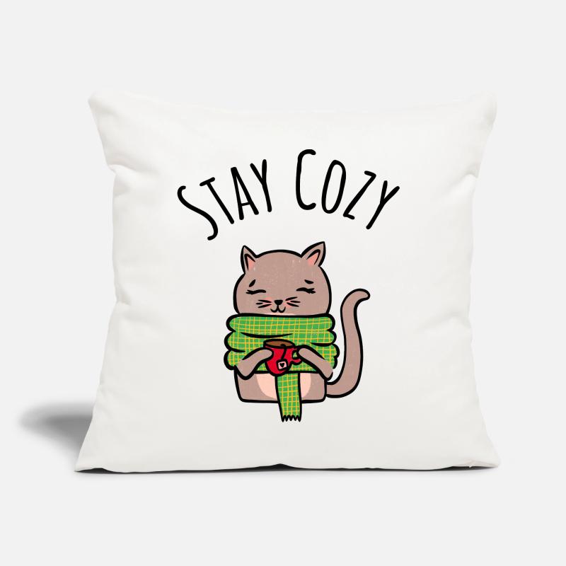 Chaton câlin avec écharpe verte Pull de Noël Coussin et housse de 45 x 45 cm