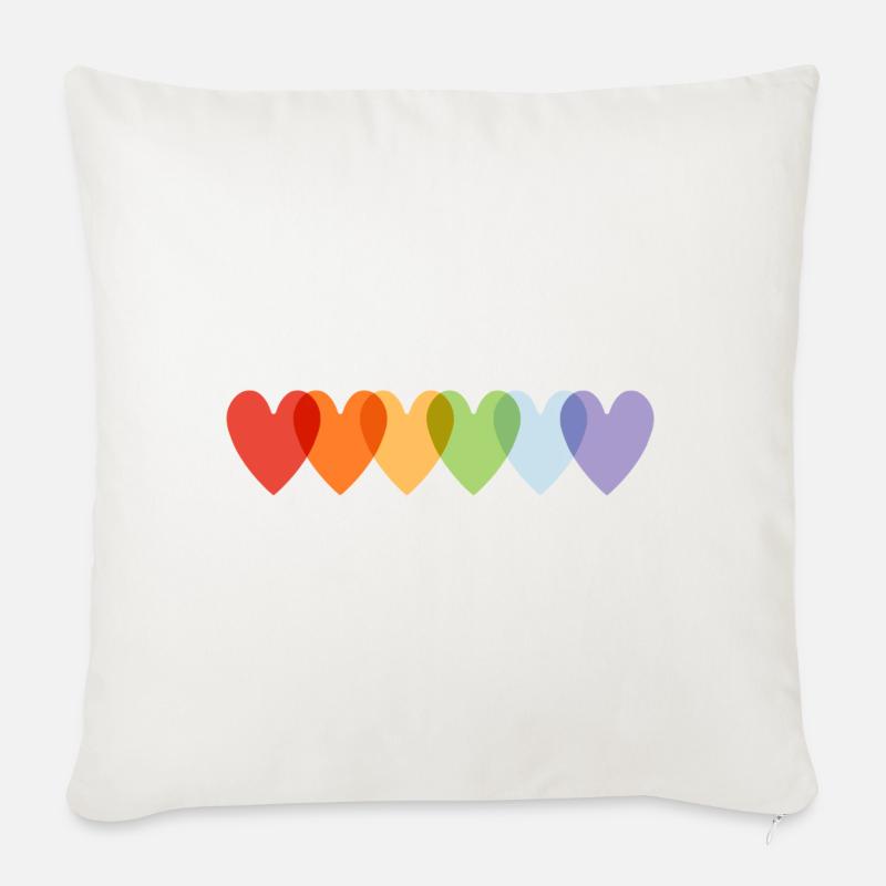 Rainbow Hearts Pride - Sofa pillow with filling 45cm x 45cm - natural white