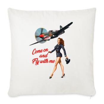 Come on and fly with me PinUp - Sofakissen mit Füllung 45 x 45 cm - Naturweiß  - Vorne