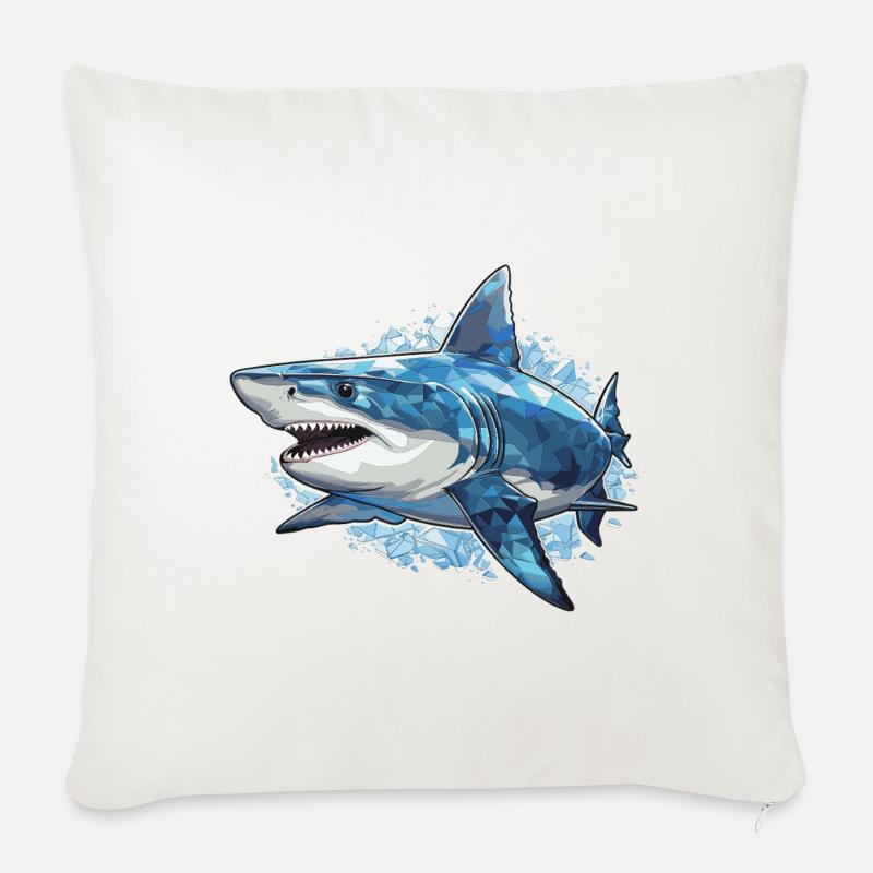 requin blanc poisson mer - Coussin et housse de 45 x 45 cm - blanc nature