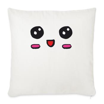 kawaii face with an open smile - Sofa pillow with filling 45cm x 45cm - natural white - Front