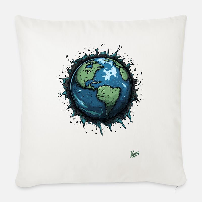 Planet Erde - Sofakissen mit Füllung 45 x 45 cm - Naturweiß 