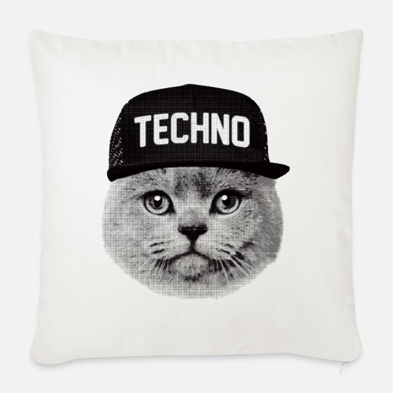 Technokatze - Sofakissen mit Füllung 45 x 45 cm - Naturweiß 