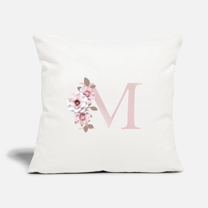 M Buchstabe mit Blumen 3D Effekt Sofakissen mit Füllung 45 x 45 cm