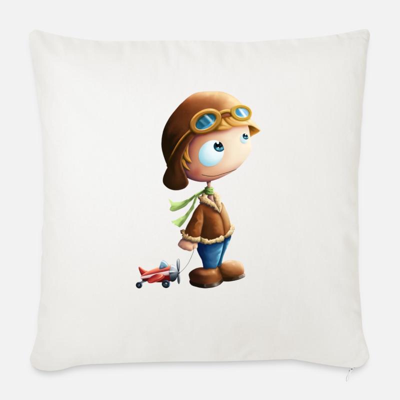 aviateur - Coussin et housse de 45 x 45 cm - blanc nature
