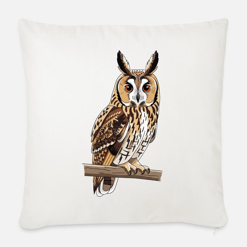 Waldohreule Eule Asio Otus - Sofakissen mit Füllung 45 x 45 cm - Naturweiß