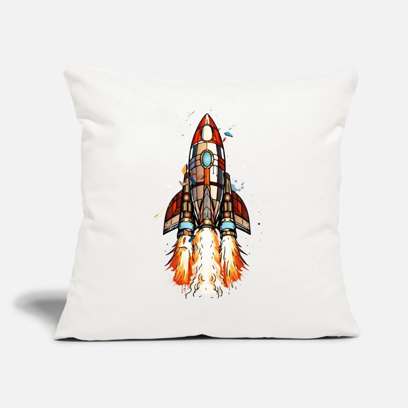 Futuristic rocket on launch in comic style Sofa pillow with filling 45cm x 45cm