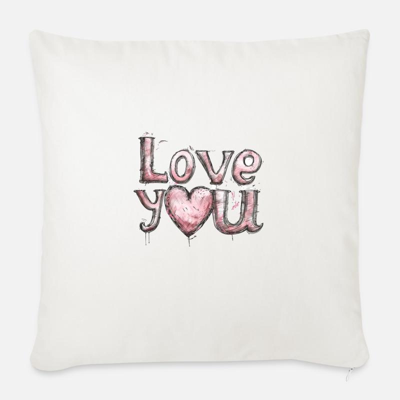 Liebe dich - Sofakissen mit Füllung 45 x 45 cm - Naturweiß 
