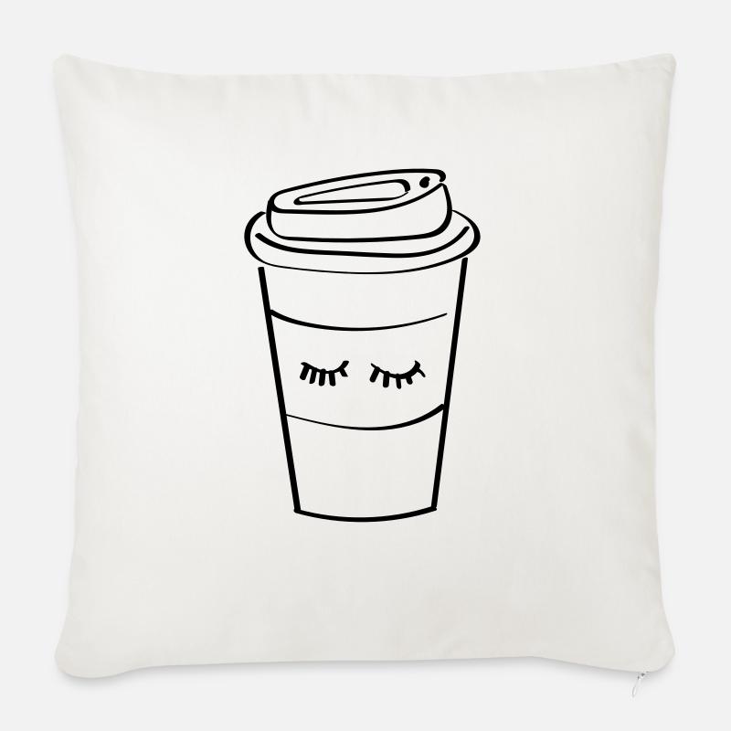 Coffee Cup - Sofa pillow with filling 45cm x 45cm - natural white