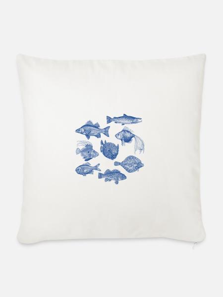 Fishes for compliments - Sofakissen mit Füllung 45 x 45 cm - Naturweiß 