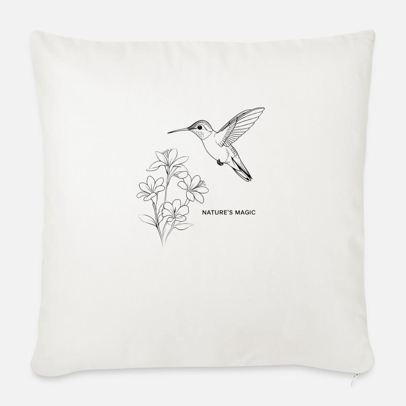 Fine Line Kolibri – Nature’s Magic - Sofakissen mit Füllung 45 x 45 cm - Naturweiß 