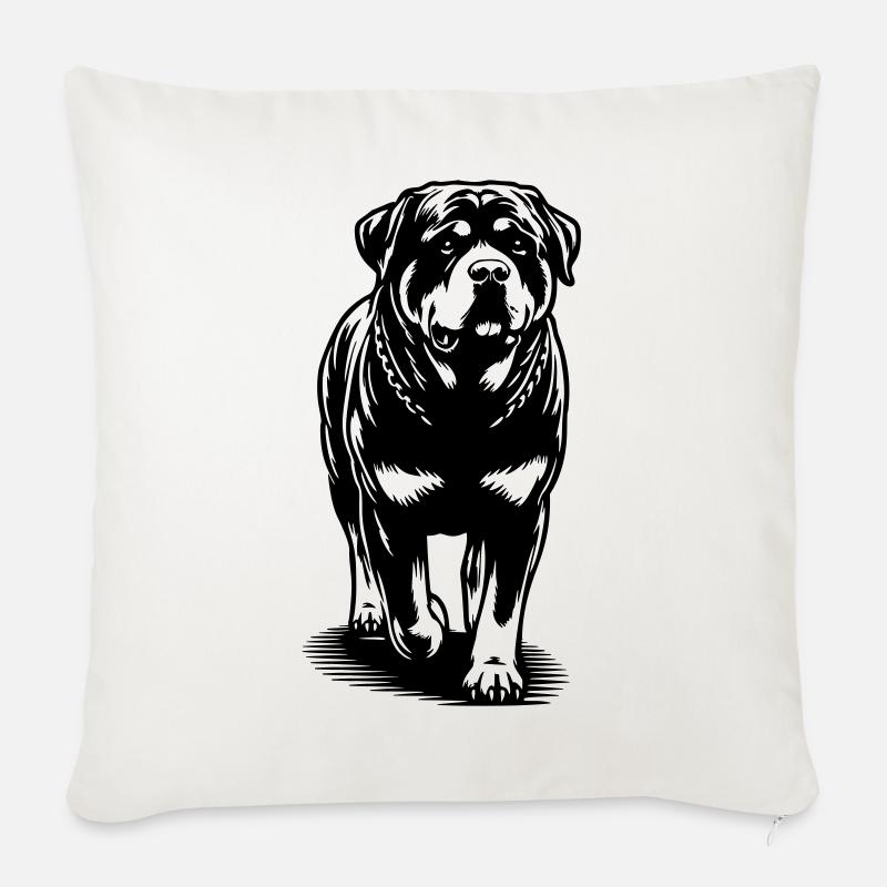 Rottweiler - Coussin et housse de 45 x 45 cm - blanc nature