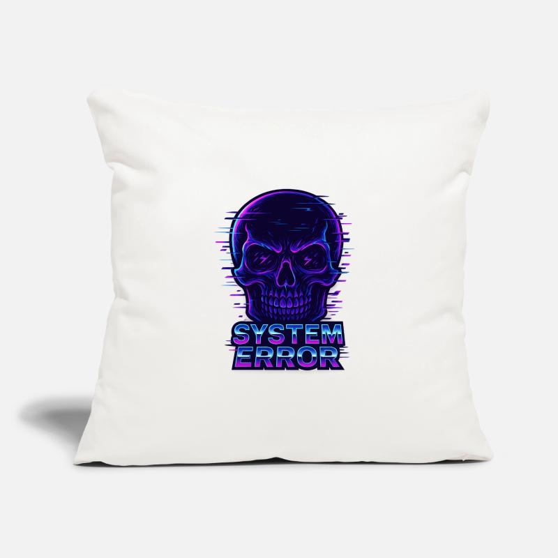 Neon Glitch Schädel mit Systemfehlertext Sofakissen mit Füllung 45 x 45 cm