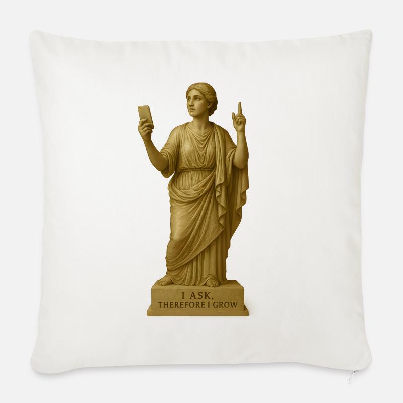 Antike Philosophenstatue mit Botschaft - Sofakissen mit Füllung 45 x 45 cm - Naturweiß 