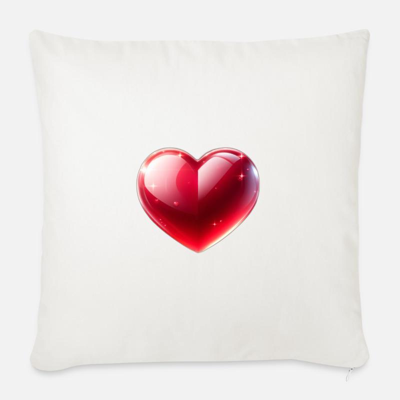 Herz - Sofakissen mit Füllung 45 x 45 cm - Naturweiß