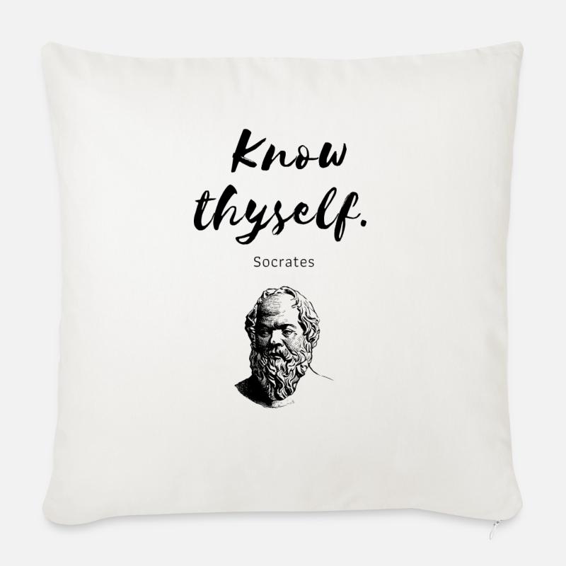 " Know thyself " Socrates - Sofa pillow with filling 45cm x 45cm - natural white