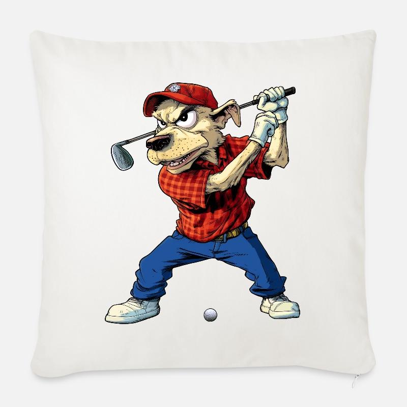 Hunde Golf - Sofakissen mit Füllung 45 x 45 cm - Naturweiß 
