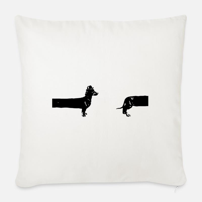 teckel - Coussin et housse de 45 x 45 cm - blanc nature
