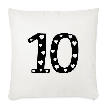 10 birthday with heart - Sofa pillow with filling 45cm x 45cm - natural white - Front