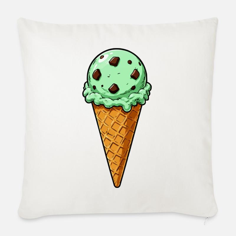 Mint Chokolade Is-kugle - Sofapude med fyld 45 x 45 cm - naturhvid
