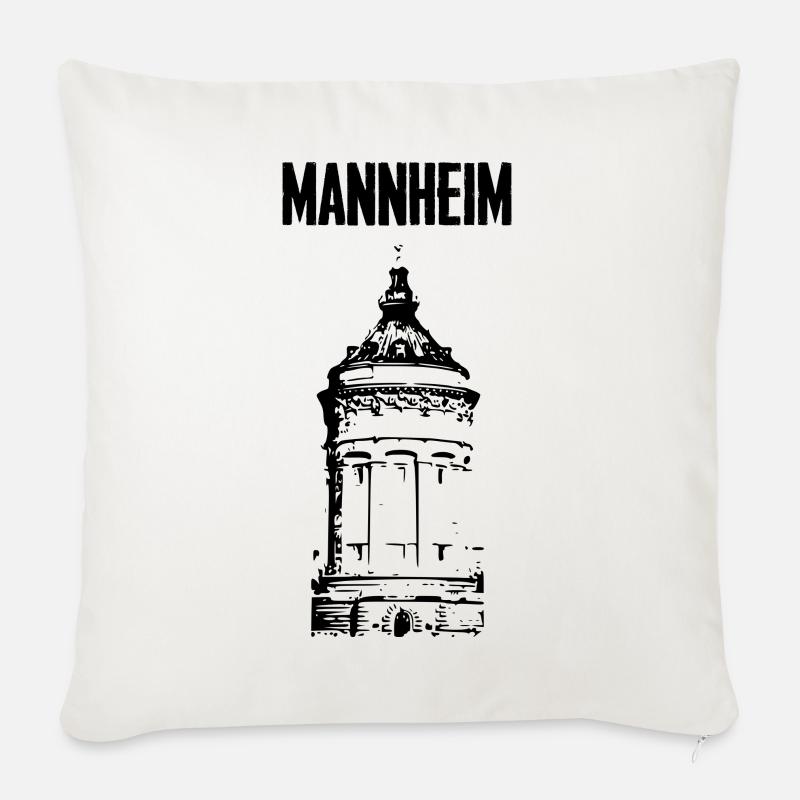 Mannheim Wasserturm Schwarz - Sofakissen mit Füllung 45 x 45 cm - Naturweiß 