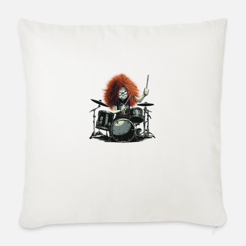 Drummer Crazy - Sofakissen mit Füllung 45 x 45 cm - Naturweiß 