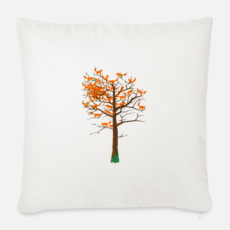 Fuchs Baum - Sofakissen mit Füllung 45 x 45 cm - Naturweiß 